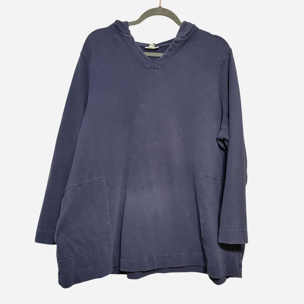 J. Jill Pure Jill Soft Touch Cotton 3X Navy Hoodie Pockets 100% Cotton Plus Size